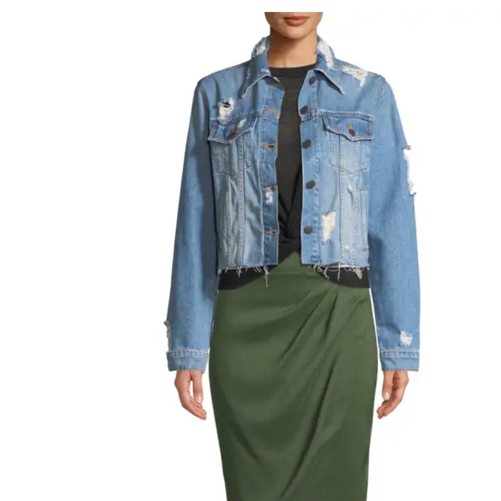 Veronica Beard Cara Distressed Denim Jacket